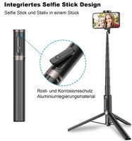 1 x RAW Customer Returns TONEOF 152CM Selfie Stick Tripod, Extendable All-in-1 Mobile Phone Tripod Made of Aluminum with Wireless Remote Control and 9 Telescopic Rod, Rotatable Mobile Phone Holder for iPhone Android-Black - RRP €31.96