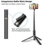 1 x RAW Customer Returns TONEOF 152CM Selfie Stick Tripod, Extendable All-in-1 Mobile Phone Tripod Made of Aluminum with Wireless Remote Control and 9 Telescopic Rod, Rotatable Mobile Phone Holder for iPhone, Android Smartphones-Black - RRP €29.84