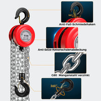 1 x RAW Customer Returns Anbull 1T chain hoist hand cable winch, fully galvanized chain, oil-free, 1000Kg load capacity pulley block and tackle rope hoist ratchet hoist, 3m chain, chain block hoist - RRP €59.0