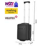 1 x RAW Customer Returns Bontour CabinOne Eurowings Vueling Volotea WizzAir hand luggage 40x30x20 cm 2 wheels trolley carry-on suitcase black, S 40x30x20cm  - RRP €69.9