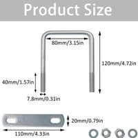 1 x RAW Customer Returns U-bolt square U-bolts U-screws clamps 4 pieces 120x80 mm 304 stainless steel square shackle axle plate M8 with nuts frame straps U-bolts for towing cars ships repair - RRP €25.99