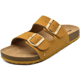 1 x RAW Customer Returns ONCAI Sandals Women s Cork Footbed Mules Women s Flat Non-Slip Summer Slides with Adjustable Strap Yellow Size 41 - RRP €29.99