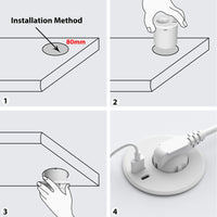 1 x RAW Customer Returns Built-in socket with USB, Dinolink socket desk for 80mm table hole, table socket equipped with 1 Schuko, 1 USB-A connection, 1 USB-C connection and 2m power cable, white - RRP €30.24