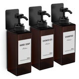 1 x RAW Customer Returns Anhow 3-piece soap dispenser wall mounting set, 500 ml soap dispenser wall without drilling, detergent dispenser for kitchen and bathroom - brown - RRP €21.99