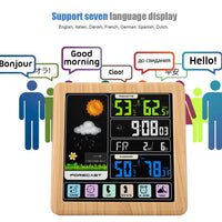 1 x RAW Customer Returns Hakeeta Color Weather Station with Full Touch Screen, Multi-Function Wireless Weather Clock, Kids Screen Lock and USB Interface and Full Color LCD Wood  - RRP €48.92