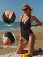 1 x RAW Customer Returns Women s Tummy Control Swimsuit One Piece Figure Shaping Slimming Swimwear Black M - RRP €28.22