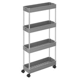 1 x RAW Customer Returns SONGMICS rolling cart, kitchen trolley with 4 levels, kitchen shelf, niche shelf, with 6 hooks, 360 rotating wheels, lockable, steel frame, bathroom, kitchen, office, gray KSC008G01 - RRP €23.94