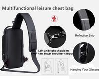 1 x RAW Customer Returns Hjkiopc Single Shoulder Strap Backpack for Men Anti-Theft Chest Bag Business Crossbody Bag with USB Waterproof for Men Women Hiking Travel Black Classic - RRP €32.4