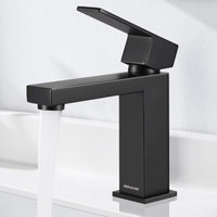 1 x RAW Customer Returns BONADE bathroom tap black, washbasin tap black matt made of brass, mixer tap sink, bathroom tap black for bathroom, single lever mixer sink - RRP €36.29