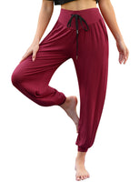 1 x RAW Customer Returns Terecey Women s Harem Pants,Women s Yoga Pants with Pockets,Women s Elegant High Waist Trousers,Women s Cotton Sprotive Trousers for Jogging, Dance, Pilates - Red M - RRP €23.47