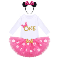 1 x RAW Customer Returns Baby Girls 1st 2nd 3rd Birthday Long Sleeve Tutu Tutu with Ear Headband 3 Piece Photo Shoot Props Set, Hot Pink-one, 12 Months - RRP €24.0