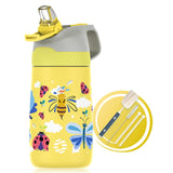 1 x RAW Customer Returns FJbottle 350ml Kids Drinking Bottle Stainless Steel Insulated Water Bottle BPA-free Thermos Bottle Children Bottle with Straw Light Pattern - RRP €17.99