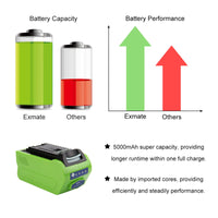 1 x RAW Customer Returns Exmate 40V 5.0Ah Batteria per GreenWorks G-MAX 29472 29282 2601102 24252 29462 29302 29662 Non Gen 1  - RRP €89.98