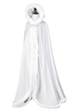 1 x RAW Customer Returns BEAUTELICATE Cloak Women Hooded Cape Wedding Bridal Winter With Fur Trim Full Length Multiple Colors FREE Hand MUFF, White, Length 140cm 55  - RRP €80.66