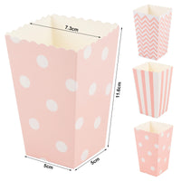 1 x RAW Customer Returns 12 Pieces Popcorn Bag, Popcorn Bag, Popcorn Boxes Polka Dot and Striped, Snack Cardboard Candy Box, Candy Container For Party Birthday Wedding Gift Movie Night Snack Pink  - RRP €6.88