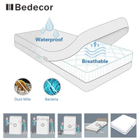 1 x RAW Customer Returns Bedecor Waterproof Mattress Cover 160 x 200 x 25 cm, with Zipper Mattress Protector 160 x 200 cm Cotton, Elastic Anti Mite Mattress Protector, Breathable Mattress Cover - RRP €36.99