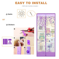 2 x Brand New Ruick Magnetic Screen Door Anti Mosquito 100 x 210 cm Automatically Mesh Purple, Owl  - RRP €38.4