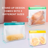 1 x RAW Customer Returns Meowoo Reusable Silicone Bags Freeze Bags Sandwich Fruit Food Storage Bags 8PCS Large Food Bags Suitable for Fruits Vegetables Meat and Drinks, BPA Free - RRP €17.84