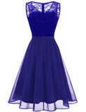 1 x RAW Customer Returns DRESSTELLS Women s Dresses Lace Dress Cocktail Dress Formal Ball Gown Bridesmaid Dresses for Wedding Knee-Length Evening Dresses Royal Blue L - RRP €49.4