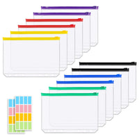 1 x RAW Customer Returns A5 Binder Pockets, 6-Hole Binder Pockets Zipper Folder with 2 Sticker Labels, Waterproof PVC Transparent A5 Clear Covers for Files Documents Notebooks Cards, 12 Pack - RRP €8.36