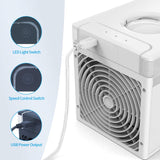 1 x RAW Customer Returns Mini Air Cooler, JIMACRO Mobile Air Conditioners Portable Air Cooler, 4 in 1 Humidifier Air Purifier and Fan, Air Conditioner with Water Tank and 7 LED Lights for Home Outdoor - RRP €35.96