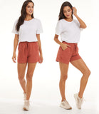 1 x RAW Customer Returns NEYOUQE Short Pants Women s Plain with Pockets Women s Summer Shorts Elastic Waistband with Drawstring Women s Trousers Short Casual Loose Linen Shorts Women s Dusty Blue M - RRP €28.22