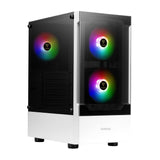 1 x RAW Customer Returns GAMDIAS ATX Mid-Tower Gaming PC Case, Includes 3 x 120mm ARGB Fans, High Airflow Mesh Front, Tempered Glass Side Panel, PSU Cover, White - RRP €59.26