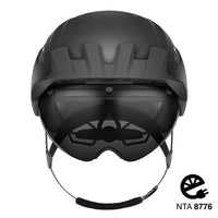 1 x RAW Customer Returns Bicycle helmet men, women helmet with magnetic visor, removable sun protection cap and size adjuster, black helmet for e-bike, mountain bike city bike L-protective goggles  - RRP €42.54