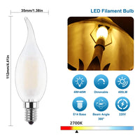 1 x RAW Customer Returns ProCrus E14 LED candle lamp 4W LED candle shape for chandeliers, C35 filament candle LED light bulb, 2700K warm white candle bulbs, E14 4W LED bulb replaces 40 watts, 400LM, dimmable, energy class F, pack of 6 - RRP €17.98