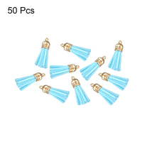 1 x Brand New sourcing map 50pcs 1.46 Leather Tassel Keychain Tassel Charm Bulk with Cap for Key Chain Bracelet Jewelry Making DIY Craft Accessories, Sky Blue - RRP €9.49