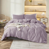 1 x RAW Customer Returns Menkala bed linen 135x200 purple lilac plain microfiber duvet cover 2 pieces violet plain colors soft non-iron single bed duvet cover and pillowcase 80x80 cm with zipper - RRP €27.22