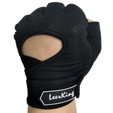 1 x RAW Customer Returns LeerKing Fitness Gloves Mesh Training Gloves Sports Gloves Men and Women for Gym Weight Training Fitness Studio Bicycle Pole Dance Yoga Improved Grips Black L - RRP €16.13