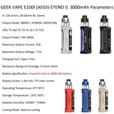 1 x RAW Customer Returns GEEKVAPE E100i Original GEEKVAPE E100i Aegis Eteno i Kit Equipment with 4.5ml Pod Built-in 3000mAh Battery 100W Box MOD Vape Fit P Coil Electronic Cigarette Vaporizer No Nicotine Black  - RRP €52.43