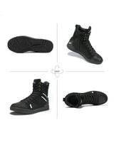 1 x RAW Customer Returns BORLENI motorcycle shoes men s summer motorcycle boots men s casual breathable leather motorcycle sneakers zipper with gear shift pad, non-slip sole black, 43  - RRP €100.84