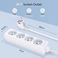 1 x RAW Customer Returns Aigostar - Power Strip 4 Sockets 16A 2P E 1.5 Meter Power Extension Cable and Child Safety White - RRP €13.0