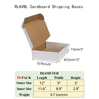 1 x RAW Customer Returns RLAVBL Cardboard Shipping Box, Flat Packaging 30.5cm x22.9cm x 7.6cm Set of 20, White - RRP €26.05