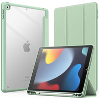 1 x RAW Customer Returns JETech Case for iPad 10.2 inch 9th 8th 7th Generation, 2021 2020 2019 with Pencil Holder, Clear Transparent Back Shell Slim Stand Shockproof Tablet Protective Case Matcha Green  - RRP €18.96