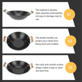 1 x Brand New Housoutil 1 Set Stainless Steel Wok Pan Non-Stick Wok Induction Pan With Auxiliary Handle For Cooking Pot At Home Cooking Pot For Gas Hobs Induction Cooking - RRP €20.58