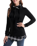 1 x RAW Customer Returns DJT Women s Hoodie Sweat Jacket Hoody Schreag Collar Checked Jumper Black Plaid Medium - RRP €26.16