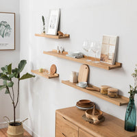 2 x RAW Customer Returns Gieanoo wooden picture rail, 30 cm oak shelf, solid floating shelf, wall shelf, spice rack, hanging shelf, ideal for living room, bedroom, bathroom - RRP €44.36