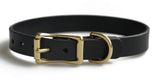 1 x Brand New Solid Brass Leather Collar for All Small, Medium Dogs and Cats Black, M for 12 -16 Neck  - RRP €19.15