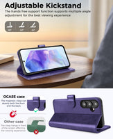 1 x RAW Customer Returns OCASE Case for Samsung Galaxy A55 5G Premium Leather Cell Phone Case Flip Case Stand Function with Card Slot RFID Blocking Protection Shockproof Protective Case Leather Case Flip Case Bag Purple - RRP €21.17