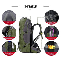 1 x RAW Customer Returns Bseash 60L Waterproof Lightweight Hiking Backpack with Rain Cover, Outdoor Sports Daypack Multifunctional Travel Bag for Climbing Camping Travel Army Green  - RRP €49.99