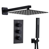 1 x RAW Customer Returns SaniteModar concealed shower fitting set black with thermostat, concealed shower system with 30x30cm rain shower, concealed shower fitting complete set with hand shower - RRP €149.0