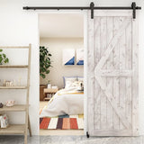 1 x RAW Customer Returns TSMST 173 cm Sliding Door Track, Black and Rustic, Accessory Kit with Floor Guide, Adjustable, for Single Door - RRP €59.54