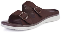 1 x Brand New Hsyooes Mules Women s Sandals Slippers Adjustable Strap Bath Slippers Non-Slip Beach Sandals Summer Open Slide Sandals Flat A-Brown CN39 EU38 - RRP €34.34