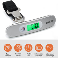 2 x RAW Customer Returns Luggage Scale FREETOO Digital Suitcase Scale Portable Hanging Scale LCD Display with Backlight Tare Function Practical for Travel Family Life up to 50KG Silver  - RRP €27.98