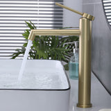 1 x RAW Customer Returns Bathroom Faucet Tall Wash Basin Faucet Single Lever Mixer Tap Bathroom Faucet Wash Basin Bathroom Cold and Hot Water Available,Brushed Gold,SHANFO M4OK-T - RRP €59.99