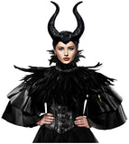 1 x RAW Customer Returns keland Steampunk Black Feather Cape Shawl Collar with Maleficent Horns Cosplay Halloween Costume - RRP €50.41