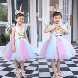 1 x RAW Customer Returns AJEUNGAIN Rainbow Unicorn Costume Girls Festive Dress Girls Children s Carnival Costume Unicorn for Unicorn Party Birthday Carnival Rainbow 1, 7-8 Years  - RRP €30.24